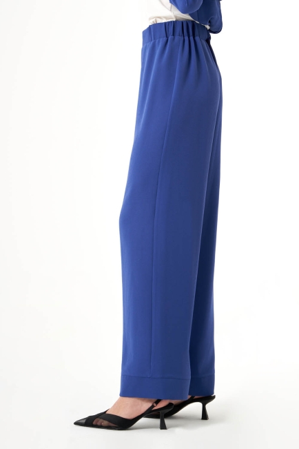 Mizalle Beli Lastikli Rahat Kesim İndigo Mavi Basic Pantolon - Mizalle (1)