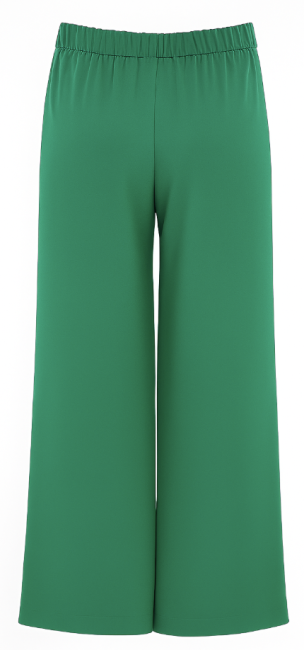 Mizalle Gold Top Düğme Detaylı Geniş Paça Yeşil Pantolon - Mizalle (1)