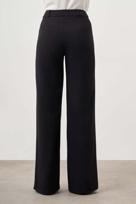 Pileli Double Siyah Pantolon - Mizalle (1)