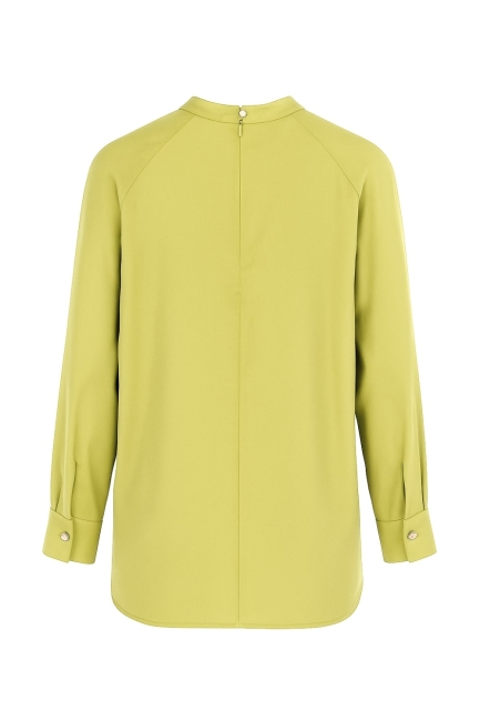 Mizalle Reglan Kollu Oversize Uzun Saten Yüksek Yaka Su Yeşili Bluz - Mizalle (1)