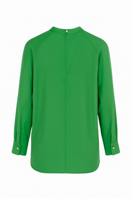 Mizalle Reglan Kollu Oversize Uzun Saten Yüksek Yaka Yeşil Bluz - Mizalle (1)