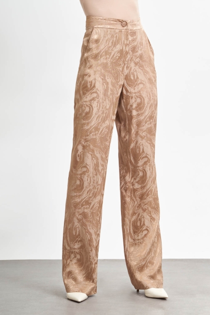 Mizalle Siyah Bej Rengi Geniş Paçalı Şık Pantolon - Mizalle (1)