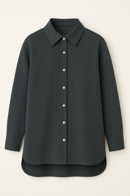 Mizalle Siyah Modal Yumuşak Dokulu Rahat Kesim Gömlek - Mizalle