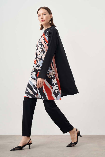 Mizalle Siyah Özel Tasarım Desenli Tunik - Mizalle (1)