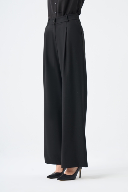 Mizalle Tek Pileli Geniş Kesim Klasik Siyah Pantolon - Mizalle (1)