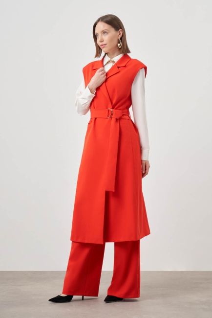 Mizalle Kemerli Uzun Nar Çiçeği Anvelop Yelek - Mizalle (1)