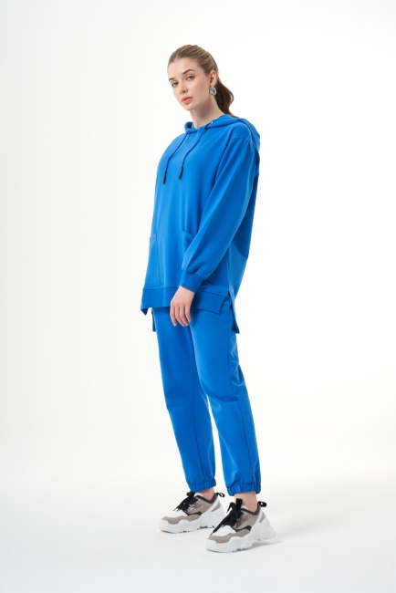 Mizalle Kapüşonlu Torba Cepli Mavi Sweatshirt - Mizalle (1)