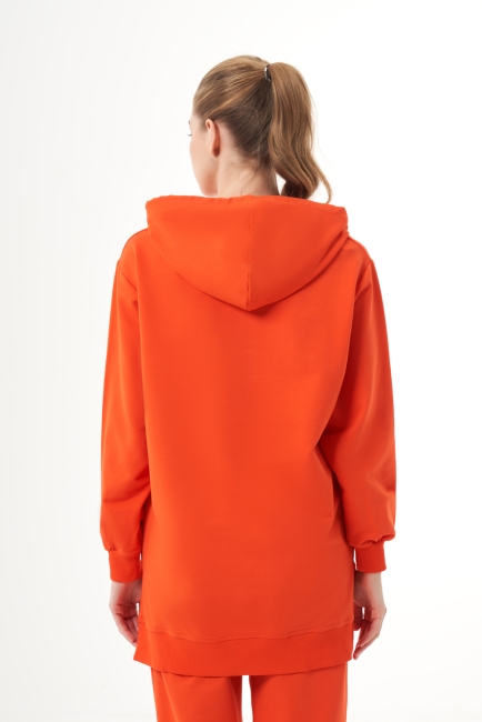 Mizalle Kapüşonlu Torba Cepli Nar Çiçeği Sweatshirt - Mizalle (1)