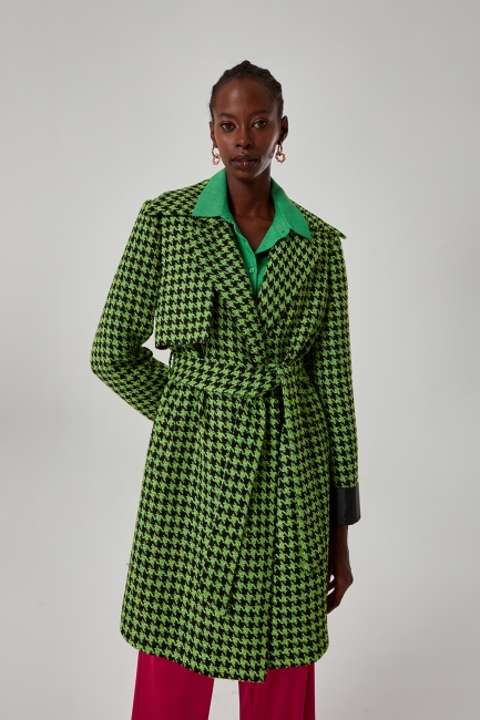 Mizalle Siyah Yeşil Kaz ayağı Desenli Tüvit Kaban - Mizalle (1)