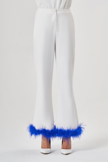 Tüylü Luxury Ekru Pantolon - Mizalle (1)