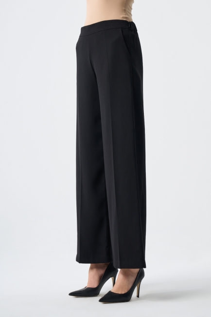 Ütü İzli Bol Paça Siyah Pantolon - Mizalle (1)