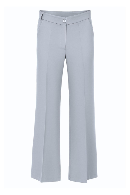 Mizalle Ütü İzli Geniş Paça Açık Mavi Krep Pantolon - Mizalle