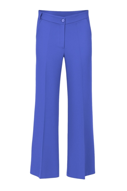 Mizalle Ütü İzli Geniş Paça Mor Krep Pantolon - Mizalle