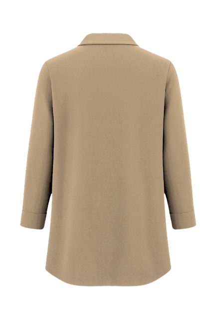 Mizalle Yakası Taş Detaylı Fermuarlı Gömlek Yaka Bej Rengi Tunik - Mizalle (1)