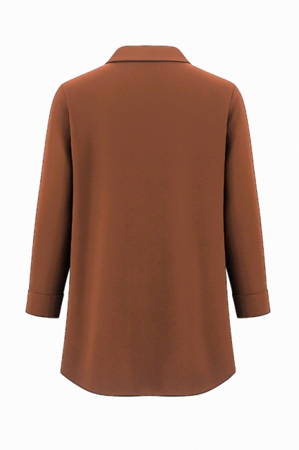Mizalle Yakası Taş Detaylı Fermuarlı Gömlek Yaka Kiremit Rengi Tunik - Mizalle (1)