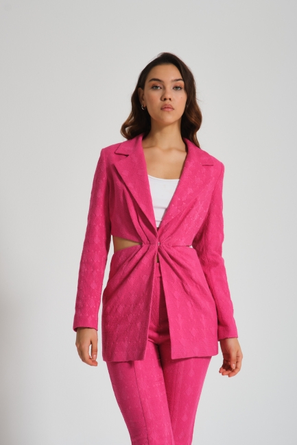 Yanı Açık Jakarlı Fuşya Ceket - Mizalle (1)