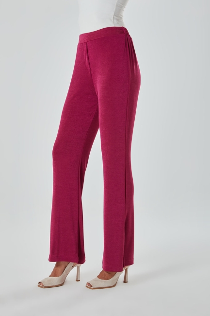 Mizalle Yırtmaç Detaylı Fuşya Örme Pantolon - Mizalle (1)