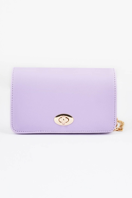 Zincir Detaylı Küçük Lila Kol Çantası - Mizalle