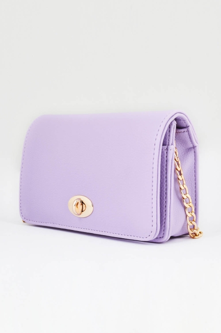 Zincir Detaylı Küçük Lila Kol Çantası - Mizalle (1)